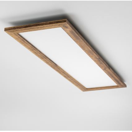 Eglo - LED RGBW himmennettävä pinta-asennettava paneeli SALOBRENA-C WOOD LED/34W/230V 2700-6500K 34x124 cm ruskea + kaukosäädin
