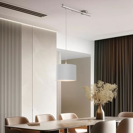 Eglo - LED Riippuvalaisin CALCENA 1xE27/60W/230V mattakromi/valkoinen