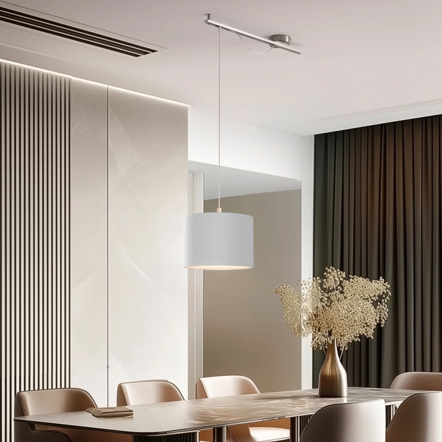 Eglo - LED Riippuvalaisin CALCENA 1xE27/60W/230V mattakromi/valkoinen