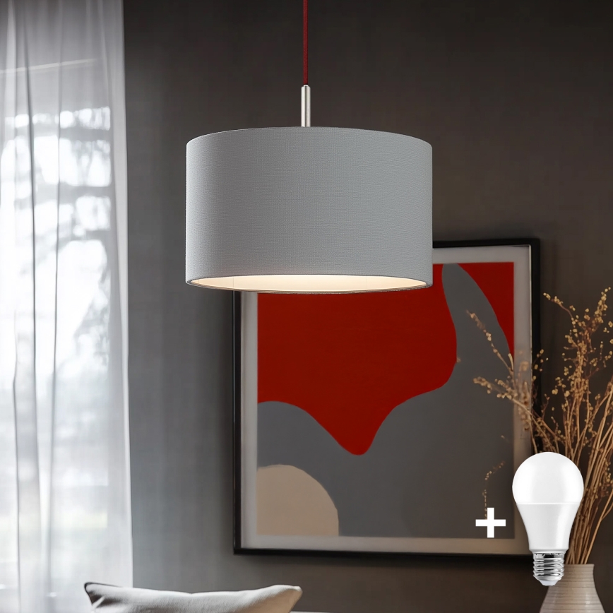 Eglo - LED Riippuvalaisin TUNJA 1xE27/60W/230V harmaa