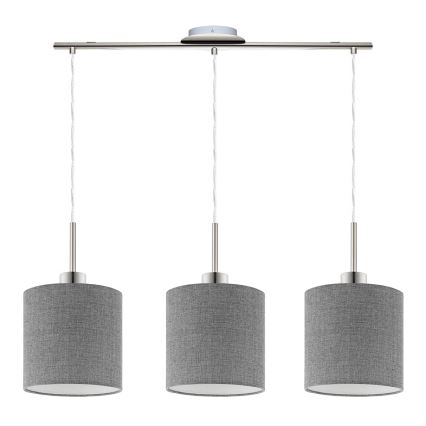 Eglo - LED Riippuvalaisin TUNJA 3xE27/60W/230V harmaa