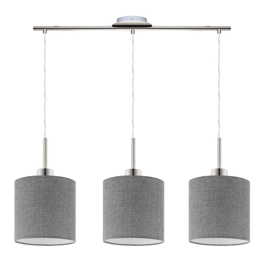 Eglo - LED Riippuvalaisin TUNJA 3xE27/60W/230V harmaa