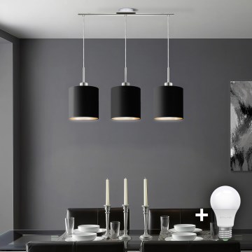 Eglo - LED Riippuvalaisin TUNJA 3xE27/60W/230V musta