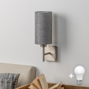 Eglo - LED-seinävalaisin TUNJA 1xE27/60W/230V mattakromi/harmaa