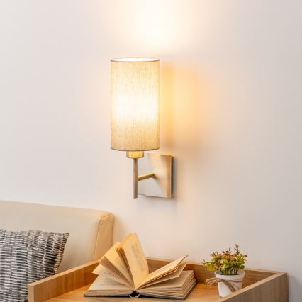 Eglo - LED-seinävalaisin TUNJA 1xE27/60W/230V mattakromi/harmaa