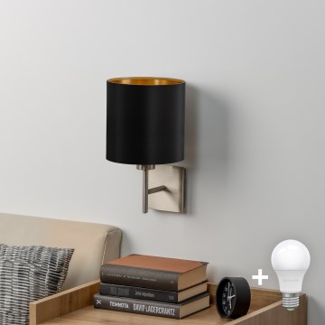 Eglo - LED-seinävalaisin TUNJA 1xE27/60W/230V mattakromi/musta