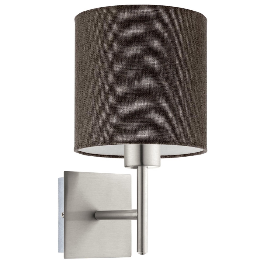 Eglo - LED-seinävalaisin TUNJA 1xE27/60W/230V mattakromi/ruskea