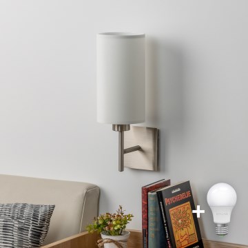 Eglo - LED-seinävalaisin TUNJA 1xE27/60W/230V mattakromi/valkoinen