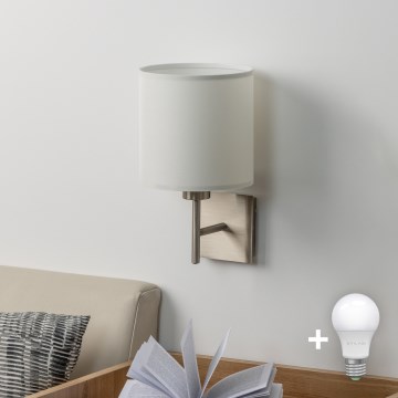 Eglo - LED-seinävalaisin TUNJA 1xE27/60W/230V mattakromi/valkoinen