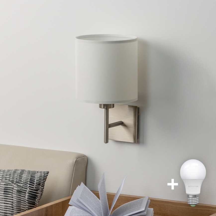 Eglo - LED-seinävalaisin TUNJA 1xE27/60W/230V mattakromi/valkoinen