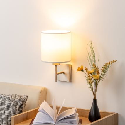 Eglo - LED-seinävalaisin TUNJA 1xE27/60W/230V mattakromi/valkoinen