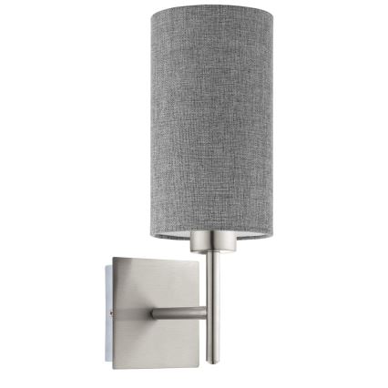 Eglo - LED Seinävalaisin TUNJA 1xE27/60W/230V mattakromi/harmaa