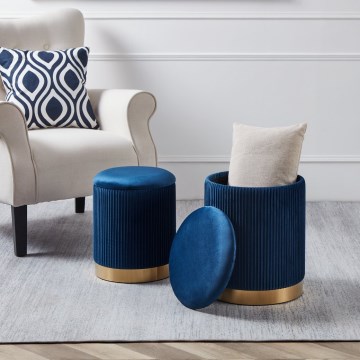 Eglo - SETTI 2x Tabouret halkaisija 31,5/36 cm sininen/kulta