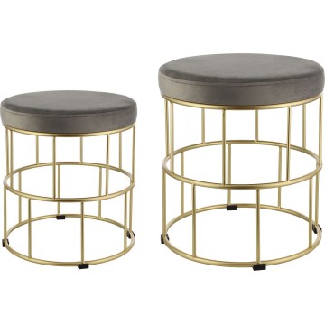 Eglo - SETTI 2x Tabouret harmaa/kulta