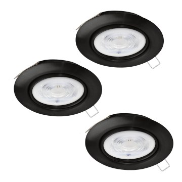 Eglo - SETTI 3xLED Kylpyhuoneen upotettu valo 1xGU10/4W/230V IP44 musta