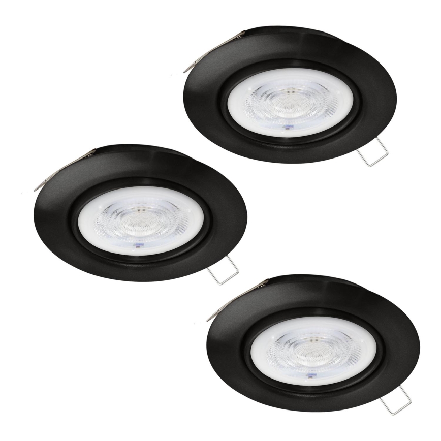 Eglo - SETTI 3xLED Kylpyhuoneen upotettu valo 1xGU10/4W/230V IP44 musta