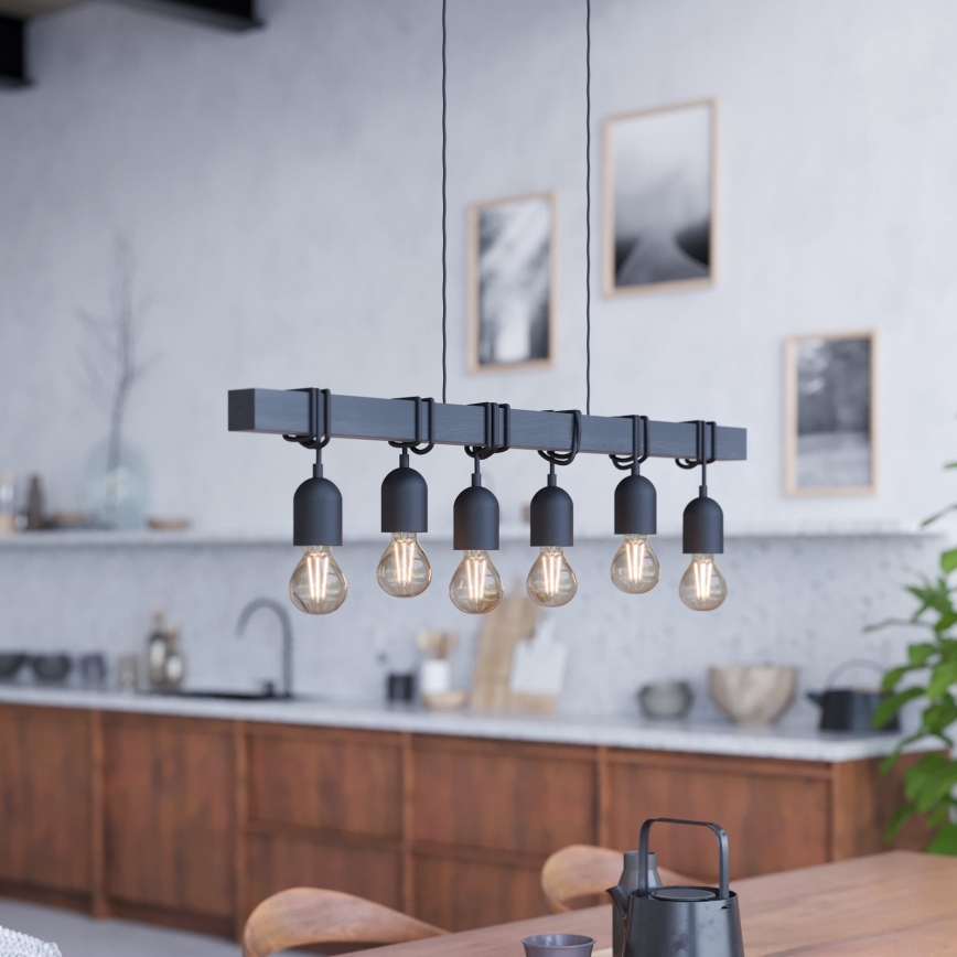 Eglo - TOWNSHEND riippuvalaisin vaijerilla 6xE27/60W/230V