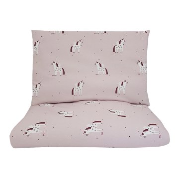 EKO - Puuvillamusliinilakanat pinnasänkyyn UNICORN 2-osainen