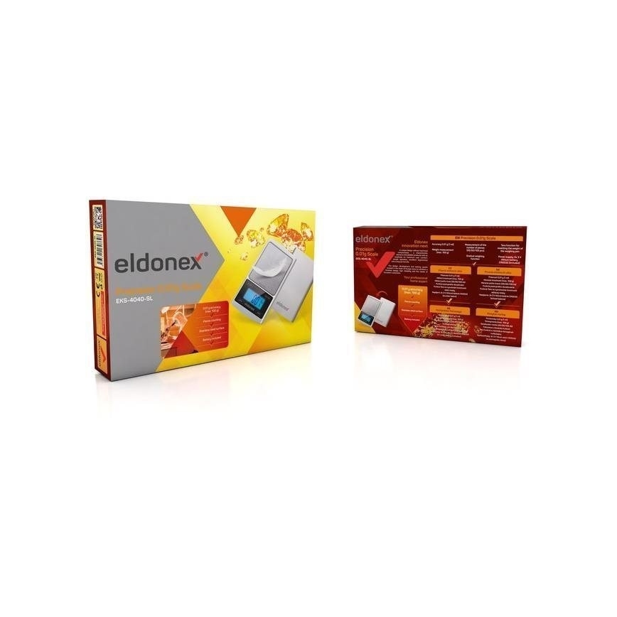 ELDONEX EKS-4040-SL - Tarkka vaaka 2xCR2032 hopea