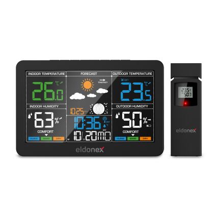 ELDONEX EWS-1010-BK - Sääasema LCD-näytöllä 2xAAA musta