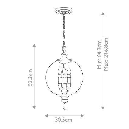 Elstead FE-ARGENTO-P - Kattokruunu ketjussa ARGENTO 3xE14/60W/230V