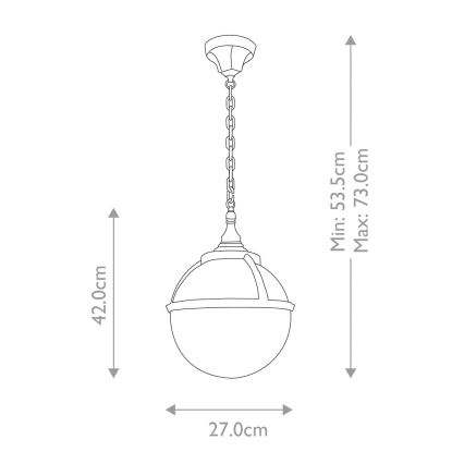 Elstead - Ulkokattokruunu ketjulla GLENBEIGH 1xE27/60W/230V IP44
