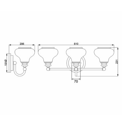 Elstead - LED-seinävalaisin kylpyhuoneeseen AINSLEY 3xG9/3W/230V IP44