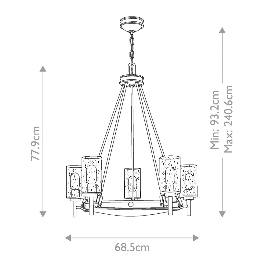 Elstead HK-COLLIER5 - Kattokruunu ketjussa COLLIER 5xE27/100W/230V