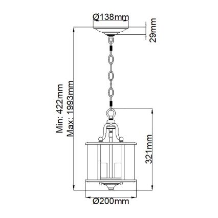 Elstead HK-GENTRY-P-S-PW - Kattokruunu ketjussa GENTRY 3xE14/60W/230V