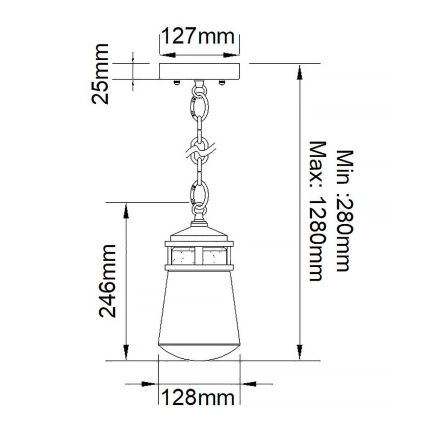 Elstead KL-LYNDON8-S-AZ - Ulkokattokruunu LYNDON 1xE27/75W/230V IP44 antrasiitti