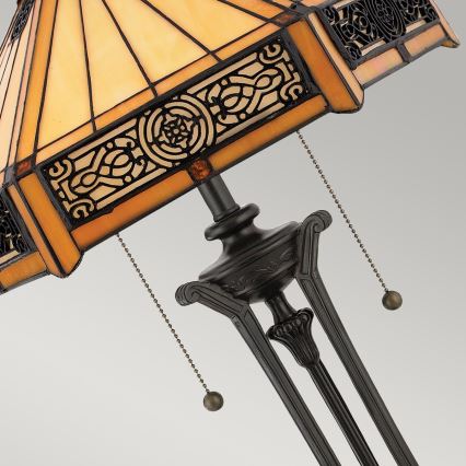 Elstead - Pöytävalaisin INDUS 2xE27/60W/230V meripihkanvärinen lasi