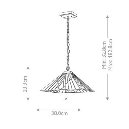 Elstead - Ketjulla ripustettava Tiffany-kattokruunu ALDERLEY 1xE27/60W/230V