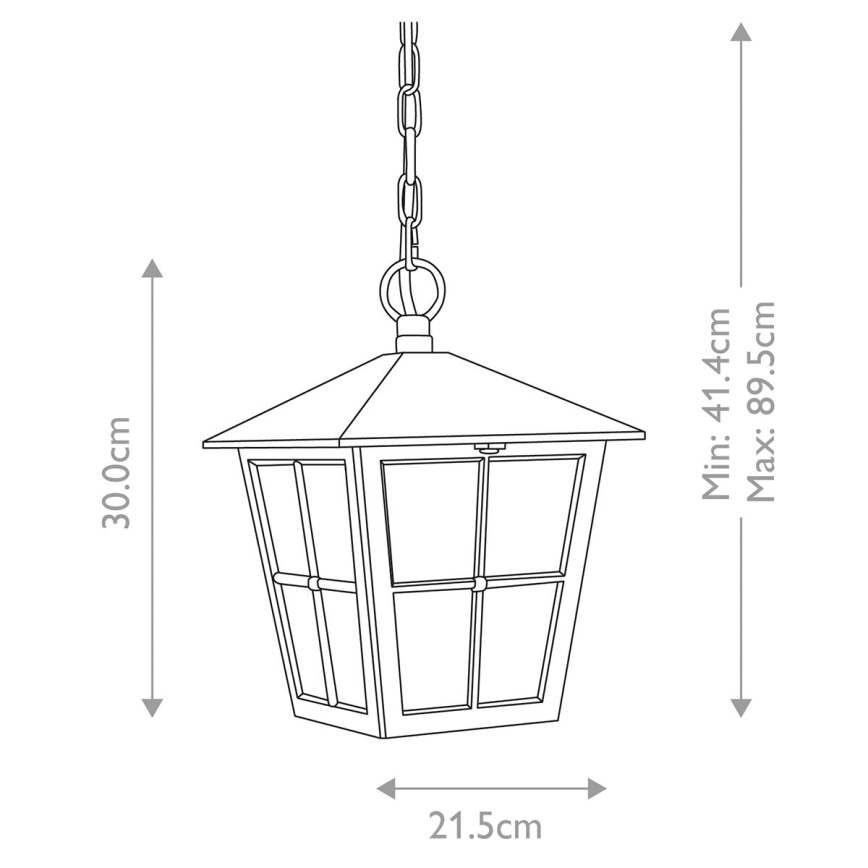 Elstead - Ulkokattokruunu ketjulla CANTERBURY 1xE27/100W/230V IP43 musta