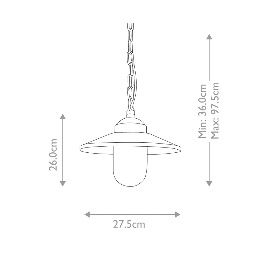 Elstead - Ulkokattokruunu ketjulla KLAMPENBORG 1xE27/60W/230V IP44