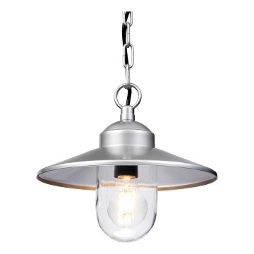Elstead - Ulkoriippuvalaisin ketjulla KLAMPENBORG 1xE27/60W/230V IP44 mattakromi