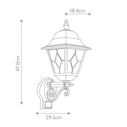 Elstead - Ulkoseinävalaisin anturilla NORFOLK 1xE27/100W/230V IP43