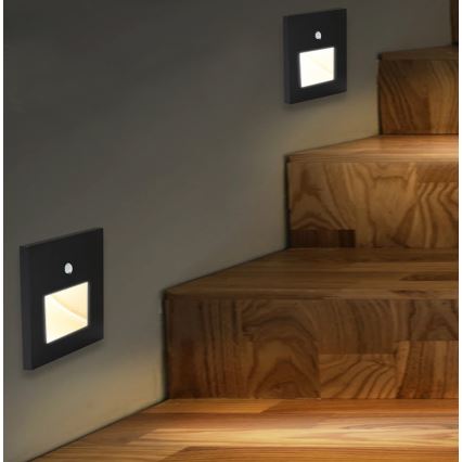 Emithor 70418 - LED porrasvalo sensorilla SUNNY LED/1W/230V 4000K musta