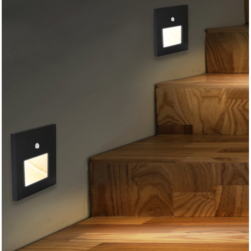 Emithor 70418 - LED porrasvalo sensorilla SUNNY LED/1W/230V 4000K musta