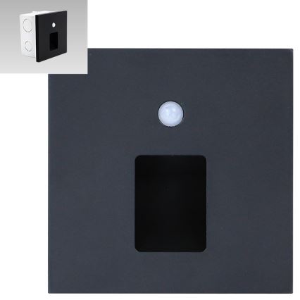 Emithor 70424 - LED-portaikkovalo anturilla VIX LED/1W/230V 4000K musta
