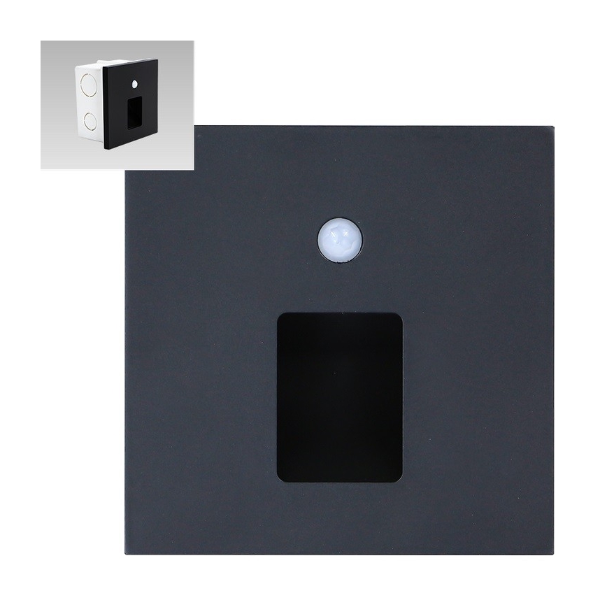 Emithor 70424 - LED-portaikkovalo anturilla VIX LED/1W/230V 4000K musta