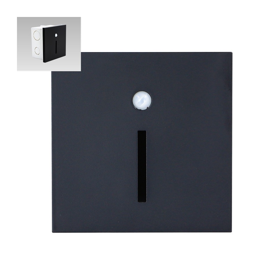 Emithor 70430 - LED-portaiden valo anturilla LINE LED/1W/230V musta