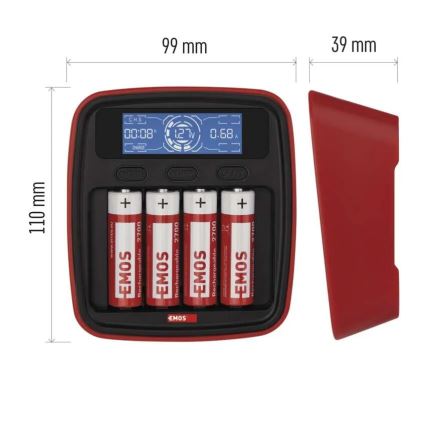 Akkulaturi LCD-näytöllä 4xAA/AAA 5V