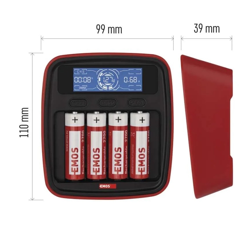 Akkulaturi LCD-näytöllä 4xAA/AAA 5V
