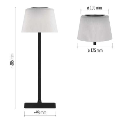 LED Himmennettävä rechargeable lamppu KATIE LED/4W/10V 1800mAh IP44 CRI 90 musta