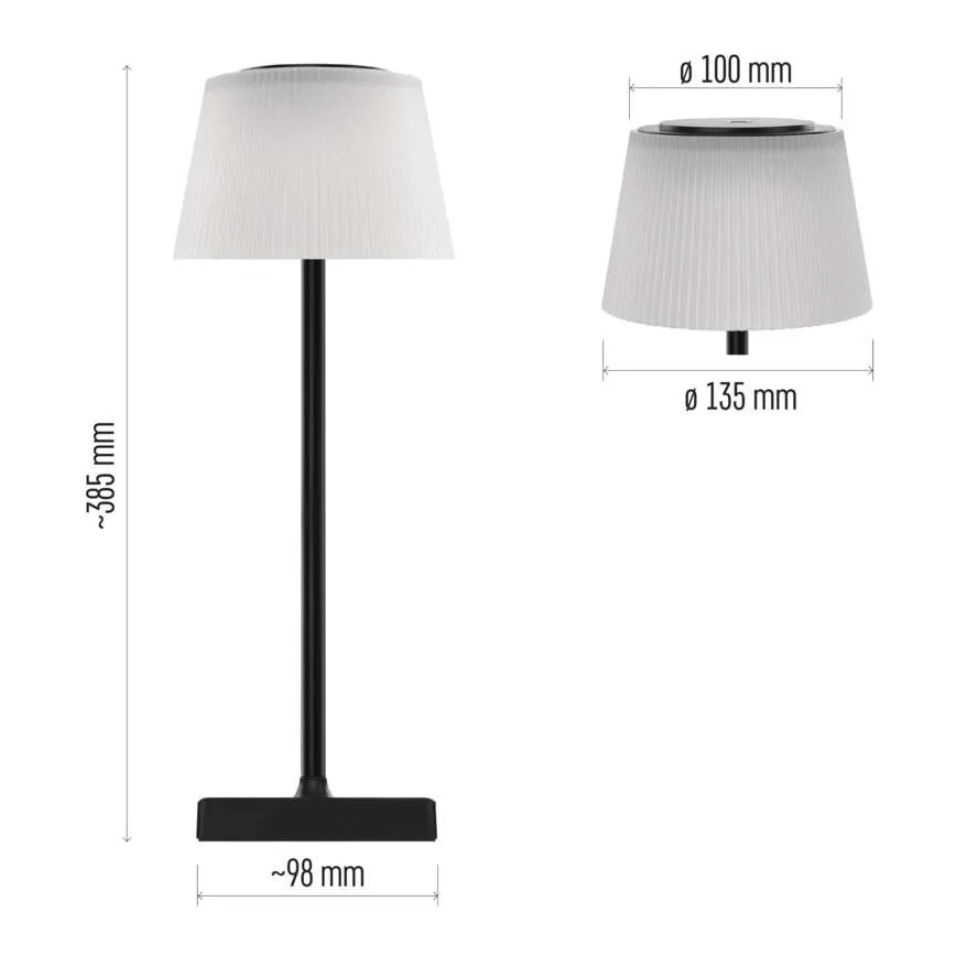LED Himmennettävä rechargeable lamppu KATIE LED/4W/10V 1800mAh IP44 CRI 90 musta