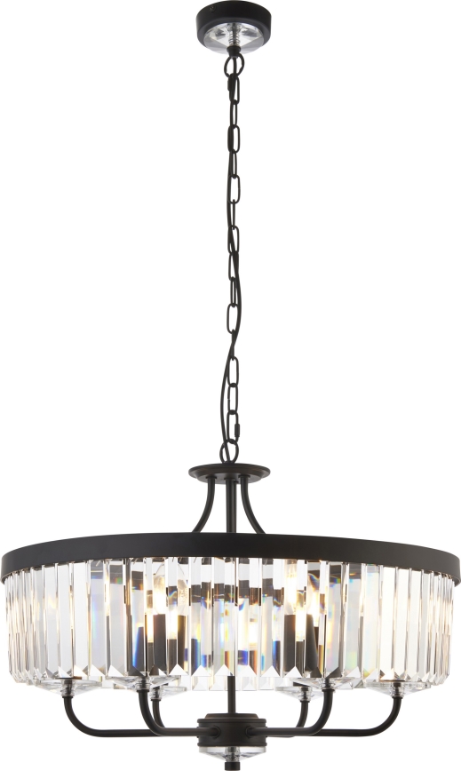 Endon 100711 - CHESTERFIELD-riippuvalaisin ketjulla, 6xE14/6W/230V, halkaisija 55 cm, musta