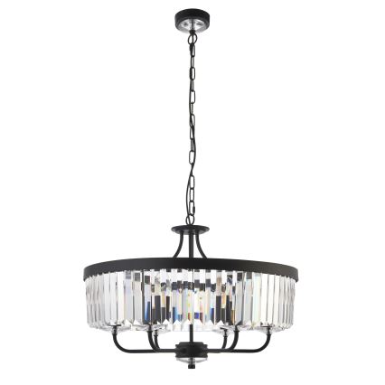 Endon 100711 - CHESTERFIELD-riippuvalaisin ketjulla, 6xE14/6W/230V, halkaisija 55 cm, musta
