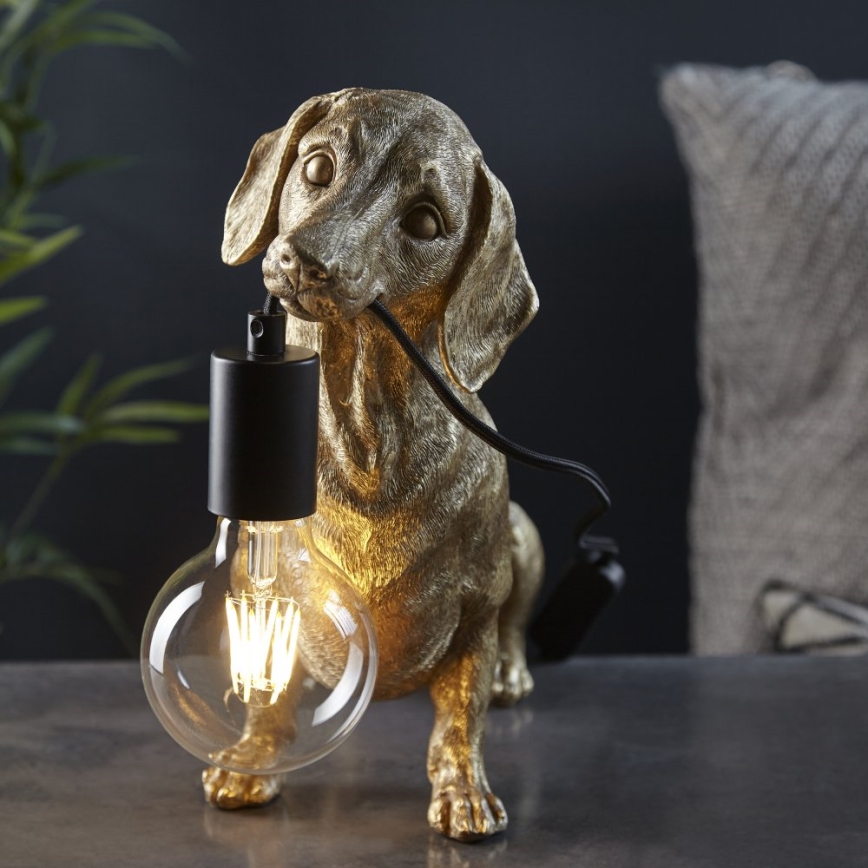 Endon 101187 - Pöytävalaisin DACHSHUND 1xE27/10W/230V kulta
