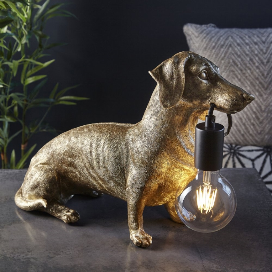 Endon 101187 - Pöytävalaisin DACHSHUND 1xE27/10W/230V kulta