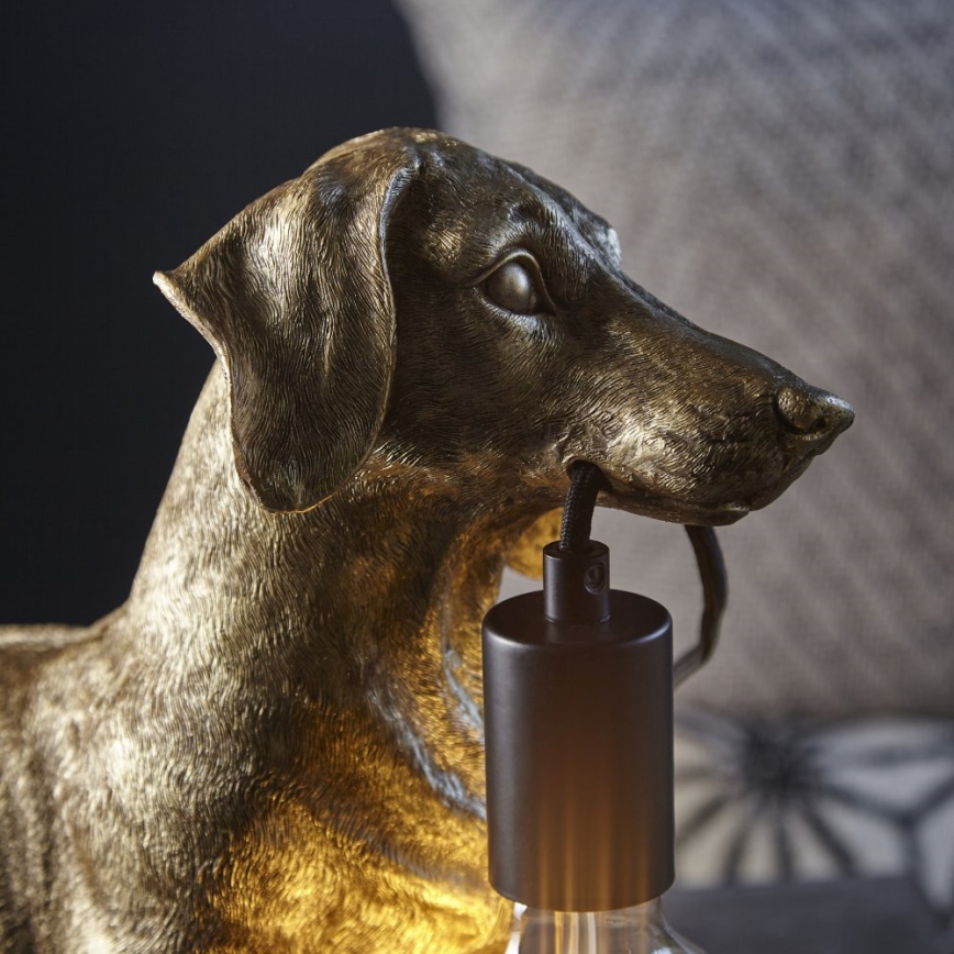 Endon 101187 - Pöytävalaisin DACHSHUND 1xE27/10W/230V kulta